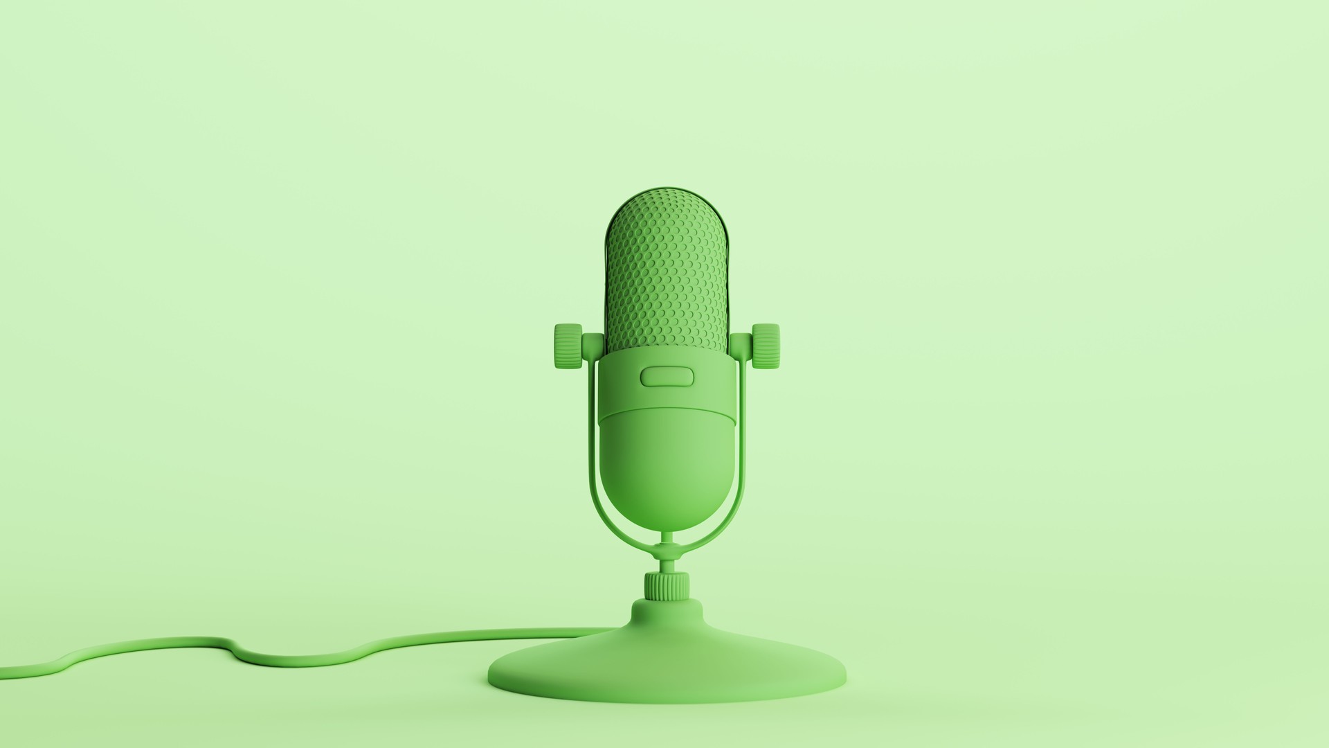 Green microphone voice recording retro mic studio podcast mint background